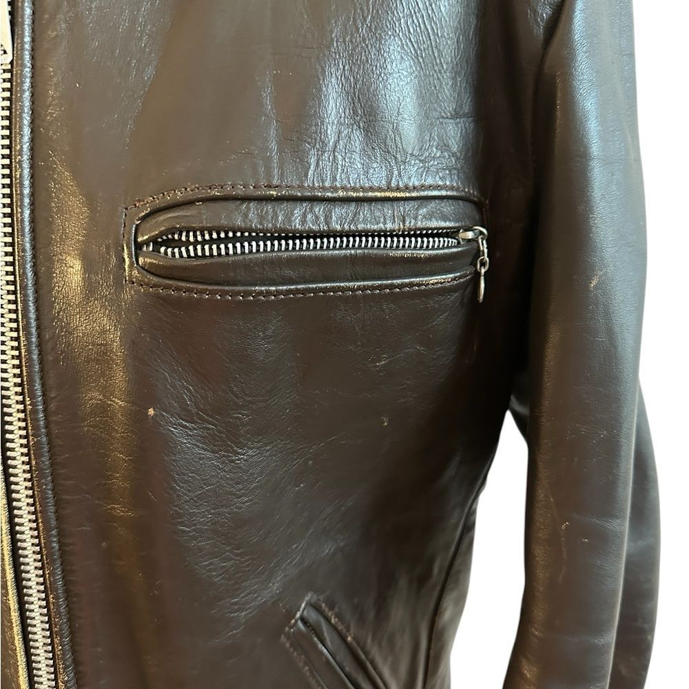 Vanson Leather Motorcycle Jacket Size Large Color Brown - Picture 3 of 16
